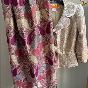 Pink & Cream Paisley Pashmina Style Scarf Wrap Soft Lightweight